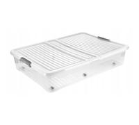 Keeeper Bac de rangement sous lit 53 L, transparent, roues, couvercle