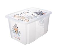 keeeper Bambi Boîte de Rangement avec Couvercle, Pivotante et Empilable, Pour Enfants, 45 L, Karolina, Transparent