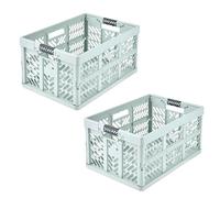 keeeper ben 2x Boîte pliable professionnelle robuste avec poignées soft-touch, 45 l, Jusqu'à 50 kg de capacité de charge, Robuste et légère, 54 x 37 x 28 cm, Vert (Soft Green)