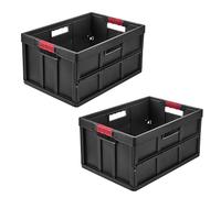 keeeper benno 2x Boîte pliable professionnelle robuste avec poignées soft-touch, 45 l, Jusqu'à 50 kg de capacité de charge, Compatible avec les chariots de courses, 54 x 37 x 27,5 cm, Graphite