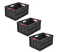 keeeper benno 3x Boîte pliable professionnelle robuste avec poignées soft-touch, 45 l, Jusqu'à 50 kg de capacité de charge, Compatible avec les chariots de courses, 54 x 37 x 27,5 cm, Graphite