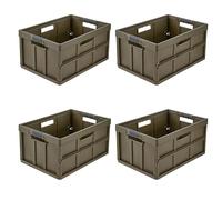 keeeper benno 4x Boîte pliable professionnelle robuste avec poignées soft-touch, 45 l, Jusqu'à 50 kg de capacité de charge, Compatible avec les chariots de courses, 54 x 37 x 27,5 cm, Olive