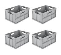keeeper benno 4x Caisse pliante professionnelle robuste avec poignées soft-touch, 45 l, Jusqu'à 50 kg de capacité de charge, Compatible avec les chariots de supermarché, 54 x 37 x 27,5 cm, Nordic Grey