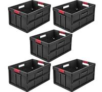 keeeper benno 5x Boîte pliable professionnelle robuste avec poignées soft-touch, 45 l, Jusqu'à 50 kg de capacité de charge, Compatible avec les chariots de courses, 54 x 37 x 27,5 cm, Graphite