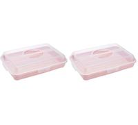 keeeper Boîte à Sandwichs, Gâteaux et Muffins, polypropylène, Rectangulaire, Enrico, Nordic Pink (Rose), 43 x 29,5 x 10,5 (Lot de 2)