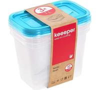 keeeper boîte de conservation "fredo fresh" 1,0 litre rectangulaire bleu transparent 3 pièces