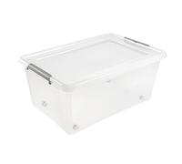 Boîte de rangement transparente à roulettes 40 litres