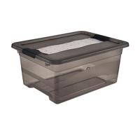 keeeper Boîte de Rangement avec Couvercle et Fermeture Coulissante, 12 L, Transparent, Crystal Grey