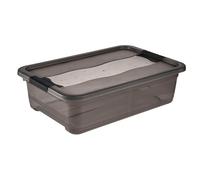 keeeper Boîte de Rangement avec Couvercle et Fermeture Coulissante, 28 L, Transparent, Crystal Grey