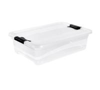 keeeper Boîte de Rangement avec couvercle et fermeture coulissante, 59,5 x 39,5 x 17 cm, 28 l, Cornelia, Transparent