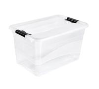 keeeper Boîte de Rangement avec Couvercle et Système de Fermeture Coulissante, 59,5 x 39,5 x 34 cm, 52 l, Cornelia, Transparent