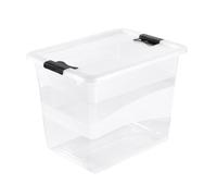 keeeper Boîte de Rangement avec Couvercle et Système de Fermeture Coulissante, 59,5 x 39,5 x 34 cm, 52 l, Cornelia, Bleu Transparent