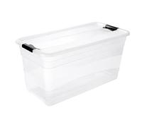 keeeper Boîte de Rangement avec Couvercle et Système de Fermeture Coulissante, 79,5 x 39,5 x 40 cm, 83 l, Cornelia, Transparent
