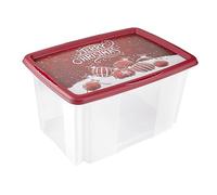 keeeper Boîte de Rangement avec Motif Noël et Couvercle, 55 x 39,5 x 29,5 cm, 45 L, Wika, Rouge