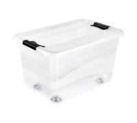 keeeper Boîte de Rangement avec Roulettes, Couvercle et Système de Fermeture Coulissante, 59,5 x 39,5 x 35 cm, 52 l, Konrad, Transparent