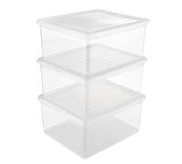 Keeeper Boîte de rangement avec Système Air Control, Lot de 3, Hauteur : 18 cm, 3 x 18 l, 39 x 33,5 x 18 cm, Bea, Transparent