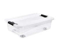 keeeper Boîte de rangement transparente avec couvercle et roulettes