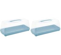 keeeper Boîte de transport à gâteaux pour gâteaux marbrés et gâteaux en boîte, Avec poignée, 36 x 15 x 15 cm, Alessio, Bleu (Nordic Blue) (Lot de 2)