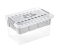 keeeper Boîte d'organisation, 16 l, Poignée confortable, Clips pratiques, Insert amovible, Boîte de rangement, 29 x 41 x 20 cm, henri, Gris nordique (Gris)