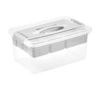 keeeper Boîte d'organisation, 9 l, Poignée confortable, Clips pratiques, Insert amovible, Boîte de rangement, 23 x 35 x 17 cm, henri, Gris nordique (Gris)