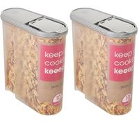 keeeper Boîte Verseuse Jean Pour les Produits Secs, Couvercle à Clapet, 2,6 L, Polypropylène, 21,5 x 9,5 x 24 cm, Nordic Grey (Lot de 2)