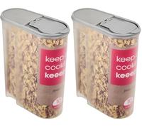 keeeper Boîte Verseuse Jean Pour les Produits Secs, Couvercle à Clapet, 5 L, Polypropylène, 24 x 11,5 x 30,5 cm, Nordic Grey (Lot de 2)