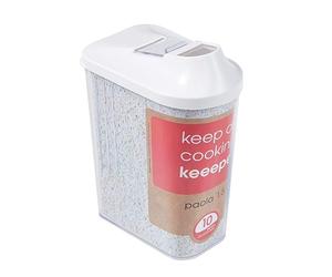 keeeper Boîte Verseuse pour Aliments Secs, Couvercle de Dosage Réglable, Plastique , 1,5 l, 11,5 x 7 x 21 cm, Paola, Blanc