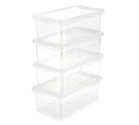 keeeper Boîtes de Rangement avec Couvercle et Système de Fermeture Coulissante (33 x 19 x 12 cm), 4x 5,6 l, Cornelia, Bleu Transparent