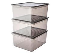 keeeper Boîtes de rangement Bea – Système Air Control – Lot de 3 (3×18 L) Transparent