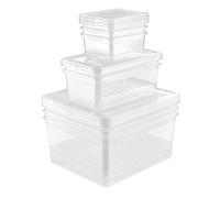 keeeper Boîtes de Rangement avec Système Air Control, Lot de 8, 3 x 1,7 l, 2 x 5,6 l, 3 x 18 l, Bea, Transparent