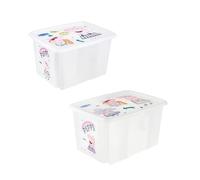 keeeper karolina 2x Peppa Pig Aufbewahrungsbox mit Deckel, Dreh- und stapelbar, Für Kinder, 30 l + 45 l, Transparent