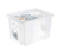 keeeper karolina Aufbewahrungsbox mit Deckel, 30 l, Dreh- und stapelbar, Design: Stitch, Für Kinder, Transparent