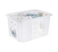keeeper karolina Aufbewahrungsbox mit Deckel, 45 l, Dreh- und stapelbar, Design: Stitch, Für Kinder, Transparent