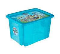 keeeper La Pat' Patrouille Boîte de Rangement avec Couvercle, Pivotante et Empilable, Pour Enfants, 30 L, Karolina, Fresh Blue Transparent