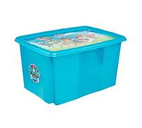 keeeper La Pat' Patrouille Boîte de Rangement avec Couvercle, Pivotante et Empilable, Pour Enfants, 45 L, Karolina, Fresh Blue Transparent