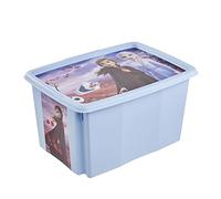 keeeper La Reine des Neiges Boîte de Rangement avec Couvercle, Pivotante et Empilable, Pour Enfants, 45 L, Paulina, Gris Clair