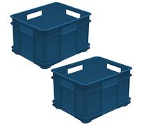 keeeper Lot de 2 boîtes de Rangement Eurobox XL en Plastique écologique (PP) Bleu 43 x 35 x 24 cm 28 l