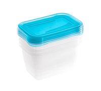 keeeper Lot de 4 Boîtes de Conservation, 4 x 750 ml, 15,5 x 10,5 x 8,5 cm, Fredo Fresh, Bleu Transparent