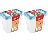 keeeper Lot de 6 Boîtes Congélation, Couvercle Réinscriptible, 3 x 1 l, 15,5 x 10,5 x 11,5 cm, Mia Magic Ice, Nordic Blue