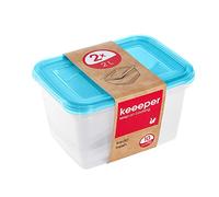 keeeper Lot de boîtes de conservation 2 pièces, 2 x 2 l, 20,5 x 15,5 x 10,5 cm, Fredo Fresh, Bleu transparent