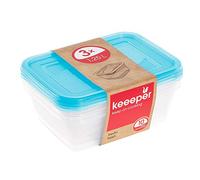 keeeper Lot de boîtes de conservation 3 pièces, 3 x 1,25 l, 20,5 x 15,5 x 6,5 cm, Fredo Fresh, Bleu transparent