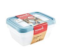 keeeper Lot de Boîtes de Conservation Alimentaire, Couvercle Réinscriptible, 3 x 1,25 l, 20,5 x 15,5 x 6,5 cm, Mia Magic Ice, Nordic Blue