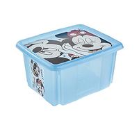 keeeper Mickey Boîte de Rangement avec Couvercle, Pivotante et Empilable, Pour Enfants, 24 L, Paulina, Bleu Transparent
