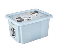 keeeper Micky Mouse Boîte de Rangement avec Couvercle, Pivotante et Empilable, Pour Enfants, 15 L, Karolina, Cloudy Blue