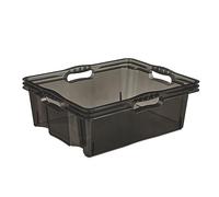 keeeper Boîte de rangement Multi-Box L – plate et transparente 16 L avec poignées intégrées – Gris