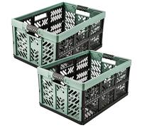 keeeper Pack 2 Paniers de Transport pliable, avec poignées souples, 54 x 37 x 28 cm, 45 l, Ben, Polypropylene, Vert Nordique