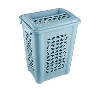 keeeper Panier à Linge avec Fente d'Insertion et Couvercle Rabattable, Design Ajouré, 60 L, Per, Nordic Blue