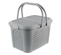 keeeper Panier à Pique-Nique avec Couvercle, Aspect rotin, pour Pique-Nique, Camping et Plus, 35 x 46 x 28,5 cm, Inka, Gris (Nordic Grey)