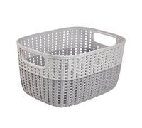 keeeper Panier de Rangement aspect Tricot, Poignées latérales, perméable à l'air, plastique, 6,8 L, stine, gris cosmic