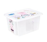 keeeper Peppa Pig Boîte de Rangement avec Couvercle, Pivotante et Empilable, Pour Enfants, 15 L, Karolina, Natural Transparent